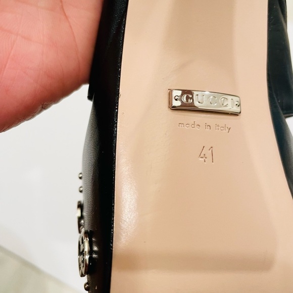 Gucci Black Leather Janaya Gg-studded open toe Platform Sandals EU 41 - Picture 11 of 15